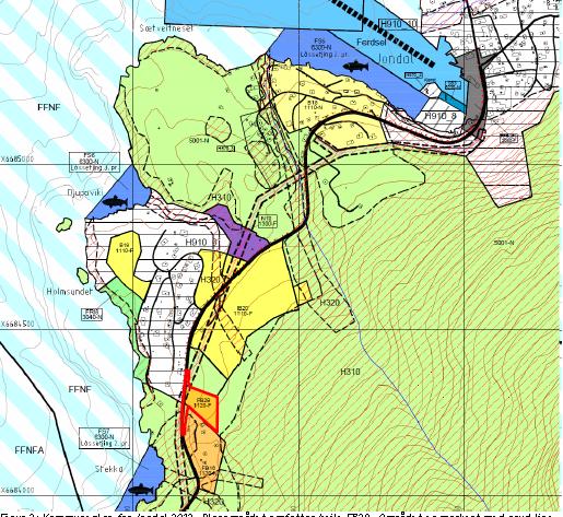 Planføresegner Planomtale med ROS-analyse Grensene for planområdet samsvarar med område FB29 i kommuneplanen for Jondal. Utsnitt kommunedelplan for Jondal, planområde er merka med raudt.