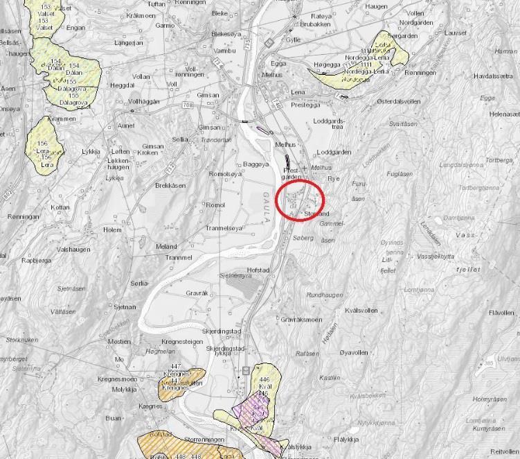 Figur 4: Kvikkleiresoner, skrednett.no. Søberg vest er markert med rød ring. 3.