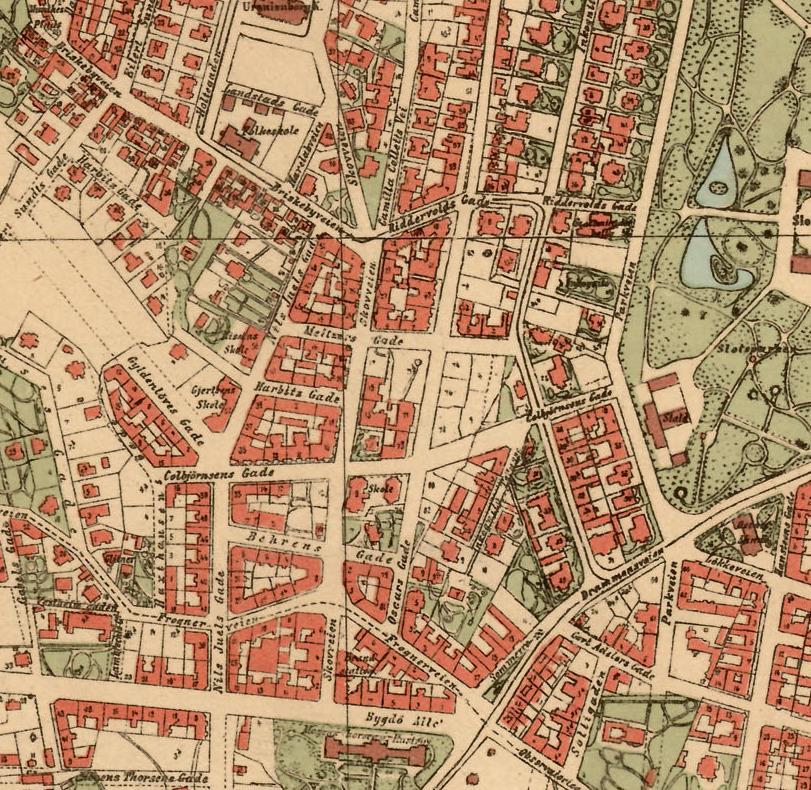 Kart over Christiania, 1901 Bygdøy allé og nedre del av Skovveien er etablert.