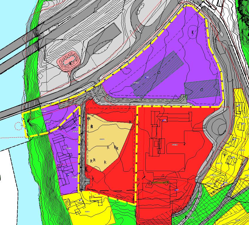 Bebyggelse og anlegg For feltet I/L1 endres gesims- og mønehøyde fra 10 m fra planert terreng til cotehøyde +32,5 meter.