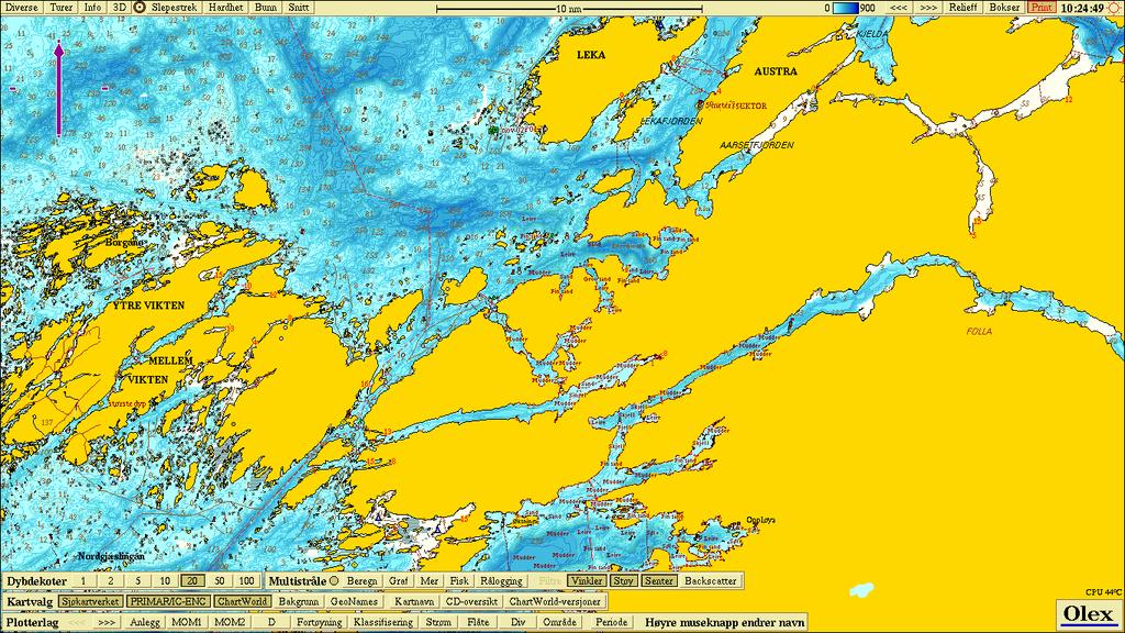 Figur 2.1: Oversiktskart over Follafjorden i Nærøy kommune. Til venstre i bildet sees Vikna, og lengst mot nord sees Leka.