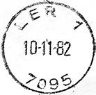 Stempel nr. 5 Type: I21 Fra gravør 21.11.1959. LER Innsendt?? Registrert brukt fra 3-9-60 TK til 16-9-72 BM Stempel nr. 6 Type: I22N Fra gravør 02.07.1971. LER Innsendt?? 7095 Registrert brukt fra 15-6-74 TK til 30-1-97 HAa Stempel nr.