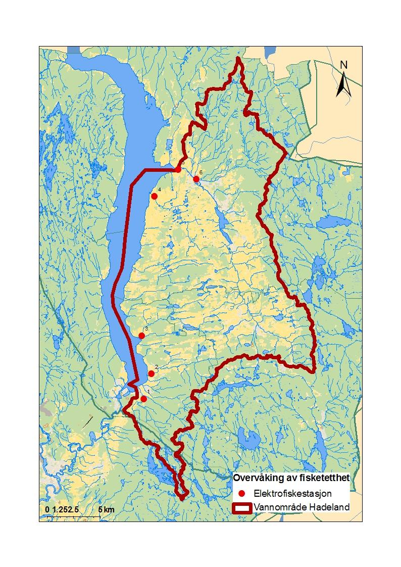 Figur 13. Oversiktskart over stasjonsnettverket i Hadelandsvassdragene.