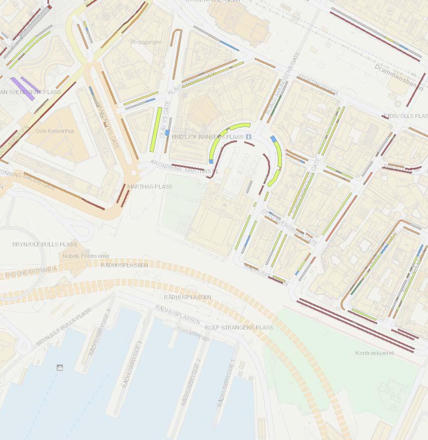 Trafikkstyring og bylogistikk Grunnlag for parkeringsstyring Bruk av teknologi (ITS) Bymiljøetaten har digitalisert alle gateparkeringsformål, inklusive laste/losse lommer i samarbeid med LUKS for å