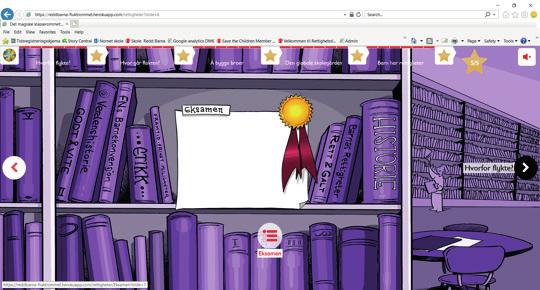 Hvis nettleseren lukkes, mister du den oppnådde progresjonen i røde biter og gullstjerner. Da må du begynne på nytt. 2/5 EKSAMEN Det magiske klasserommet flyktninger avsluttes med Eksamen.