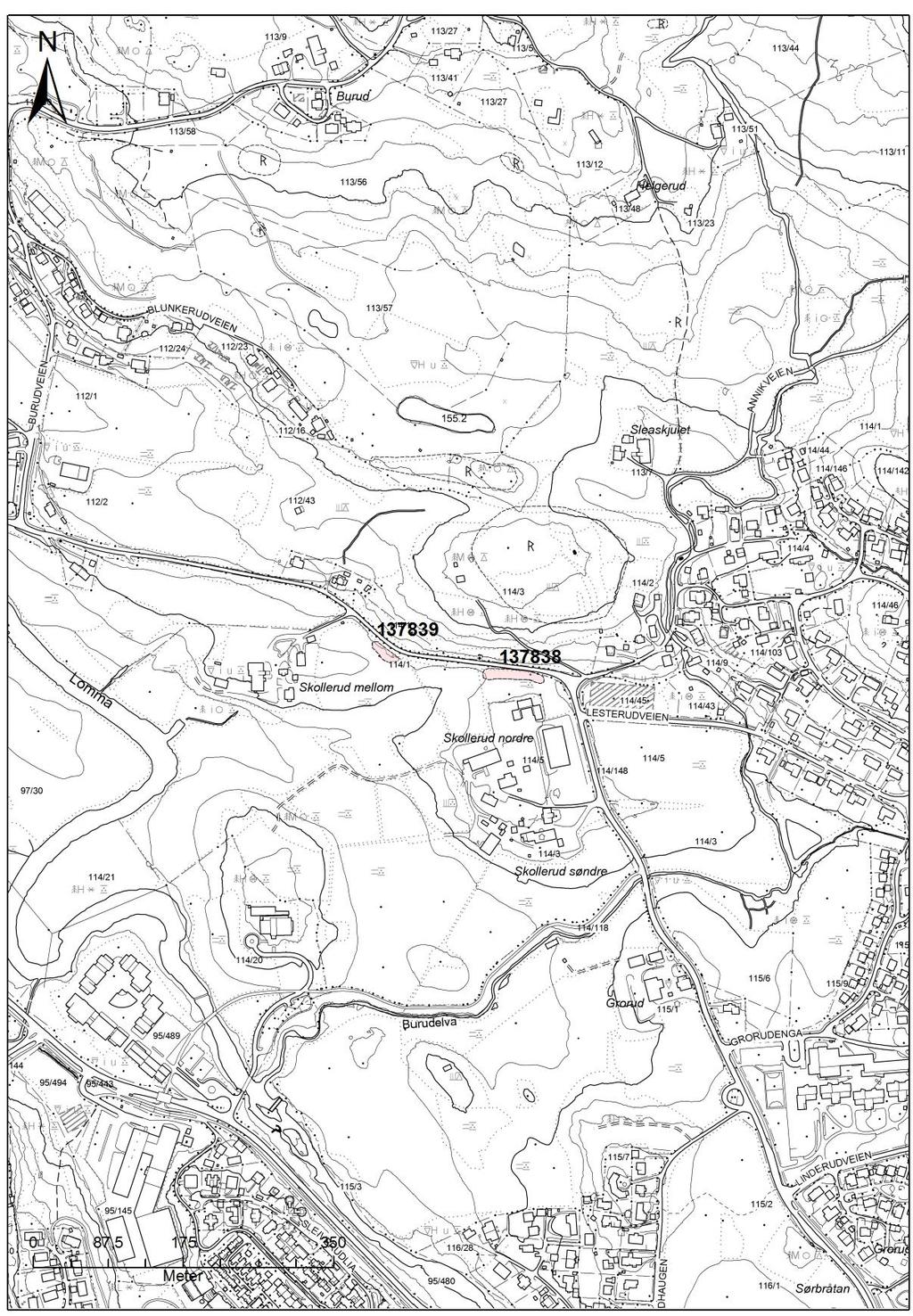 4. LANDSKAPET - FUNN OG FORNMINNER Planområdet omfatter en strekning på ca. 700 m langs Skollerudveien mellom Burudveien og Annikveien.