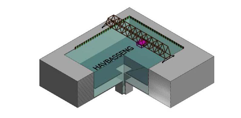 Basin II - Width=50m, Length=60m, Depth=20m Testing of various constructions under realistic wave, current