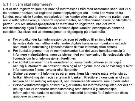 Bransjenorm etterlevelse Informasjon Hvem skal informeres Hva skal det