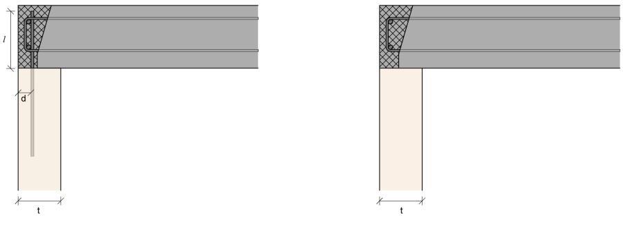 5 Samlinger mellom forskjellige dekker og vegger Da standardene ikke gir tilstrekkelig informasjon om hvordan en beregning for horisontal ulykkeslast skal foretas ved samling mellom vegg og dekke,
