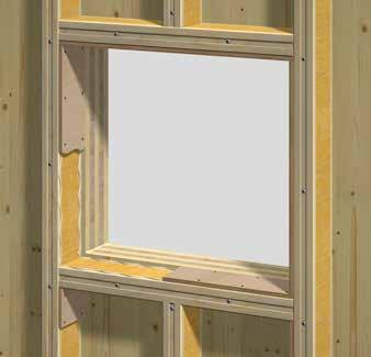 Løsning når vinduer og dører monteres i plusstenderen Gjelder ikke lettklinker eller pore-/gassbetong Innfestingsmetode av vinduer i systemet må vurderes etter vekt og hvilken konstruksjon
