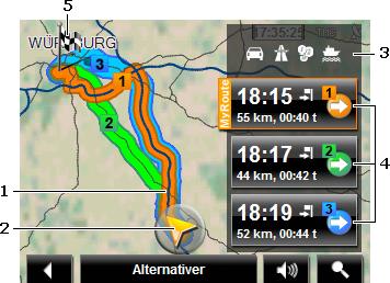 - eller - Du har planlagt eller lastet en rute og trykket på Vis rute. Kartet åpnes i modus Oversikt.