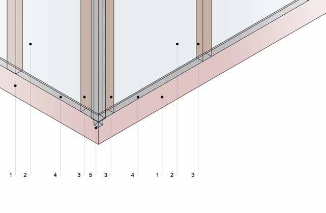 Perforated Closures 1B 2 22 Fig. 19, detalj 1B - Hulromsbase 2. Breathable waterproof membrane 3. Treated timber batten 4. Perforated Closure 5. External Corner Profile Fig.