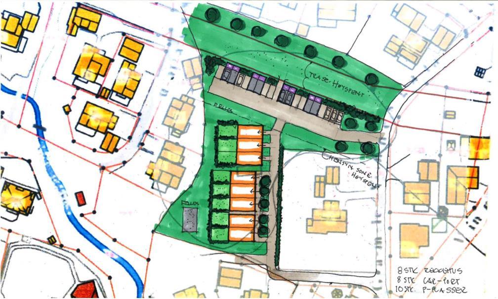 Illustrasjon nr. 5: Skisse utomhusplan fra forenklet planbeskrivelse Oppstartsmøte Det ble avholdt oppstartsmøte 11.12.2017 (se referat i vedlegg 2).