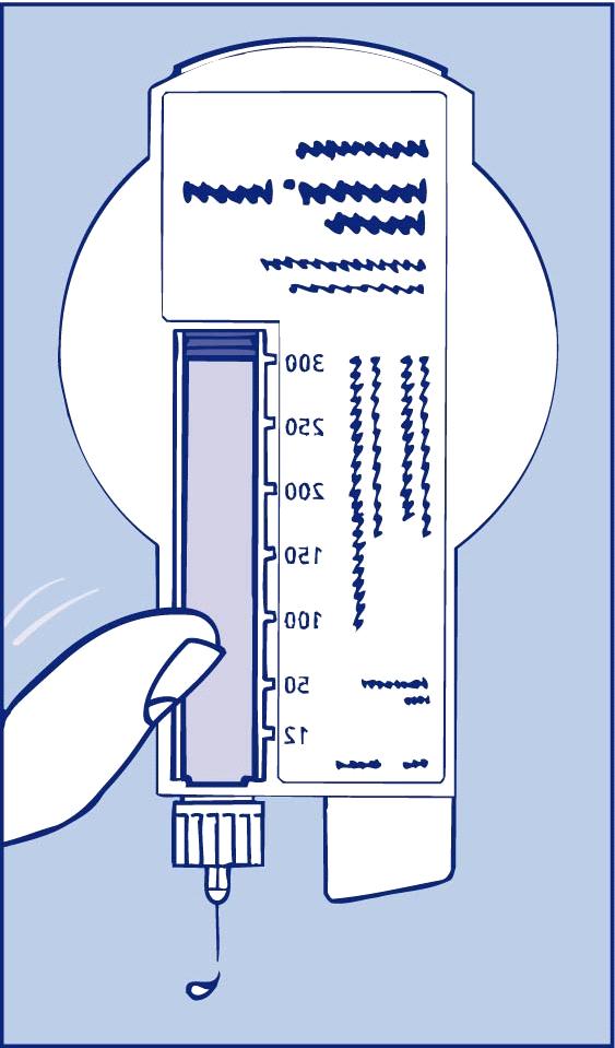 Hold InnoLet med nålen pekende oppover, og knips forsiktig på sylinderampullen med fingeren noen ganger (bilde 1B) for at eventuelle luftbobler skal samle seg på toppen av sylinderampullen.