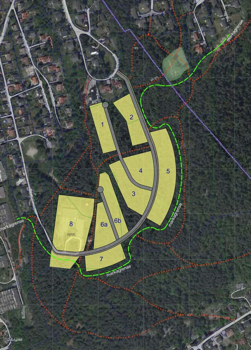 14 (15) Områdene 1, 2, 3, 4 og 5 på illustrasjonen ønskes vurdert til boligformål.