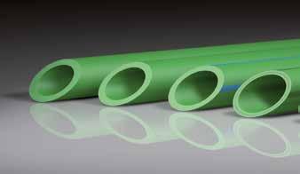 Aquatherm green pipe Faser-komposittrør s d d i Materiale: Fusiolen PP-R (80) C-GF Rørserie: Kat.-nr. 010006/0070708-10 = SDR 6/7,4 Kat.-nr. 0370712-0370744 = SDR 9 Levering: 4 m rette lengder Lev.