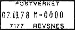 Stempel nr. 6 Type: TA Utsendt 28.05.1941 REVSNES I FOSNA Innsendt?? Registrert brukt fra 1-9-41 VG til 1-12-69 IWR Stempel nr.