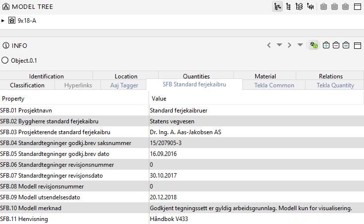 4 Figur 2 Fane i -modell, SFB Standard ferjekaibru -modellen har eget revisjonsnummer og utsendelsesdato, som er uavhengig av det godkjente tegningssettets revisjon.