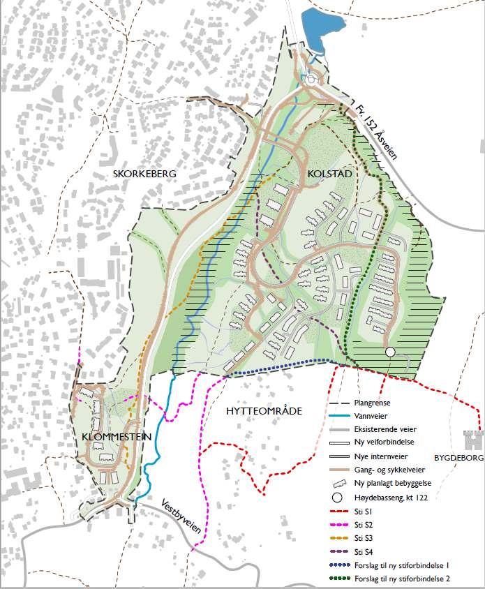 PLANFORSLAGET 36 Kommunestyret valgte trasé for ny Nordre tverrvei bl.a. med tanke på å bevare mest mulig av de grønne områdene.