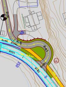 Side 5 av 7 - Svingradier og bredden på eksisterende bro medfører at adkomsten ikke fungerer spesielt godt for brannbiler, disse kan evt. komme inn til boligene via gs-vei fra sørøst.