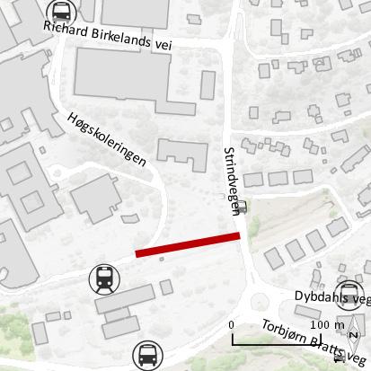 35 Sykkelveg med fortau mellom mellom Høgskoleringen og Strindvegen 36 Gang- og sykkelbru over jernbanen ved Strindvegen Ny offentlig