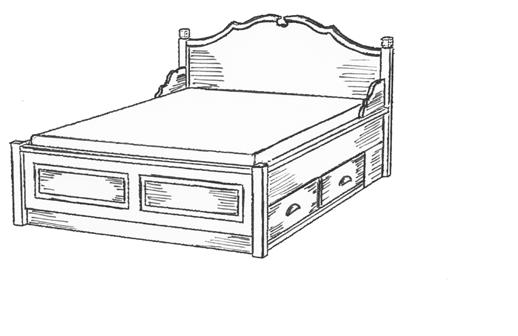 KLASSISKE SENGER 5161 Klassisk sengeramme med 2 endeskuffer Sengeside høyde 48 cm 150 x 200 cm, totalmål