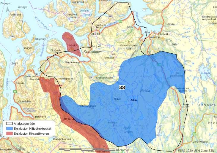 Område 38: Kvænangen/Masi Areal: 7395 km 2