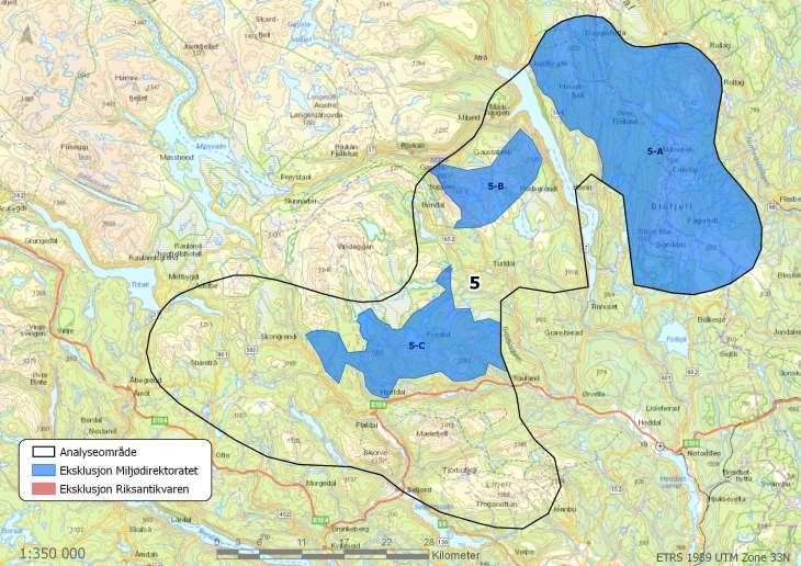 Område 5: Lifjell/Blefjell Areal: 2235 km 2 Kommuner: Seljord, Hjartdal, Tinn, Notodden,