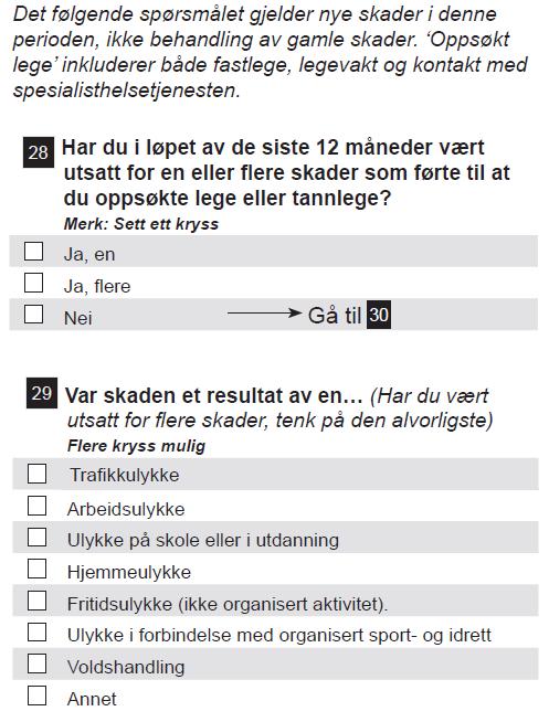 Skader to spørsmål Kjønn,