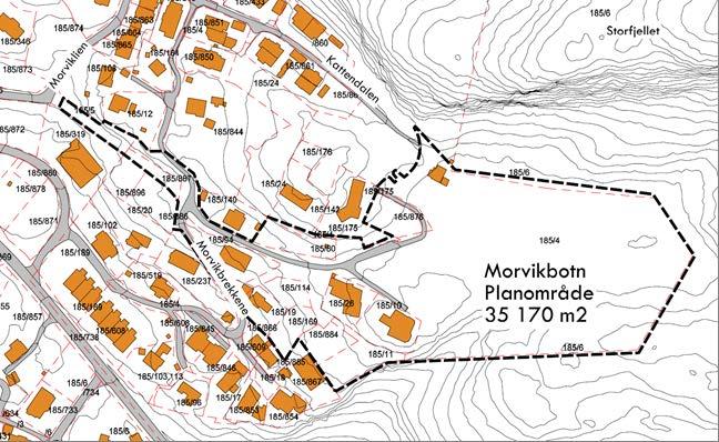 Varselkart planområdet Planområdet Flyfoto av dagens situasjon i området. Planområdet er omtrentlig markert med rød sirkel.