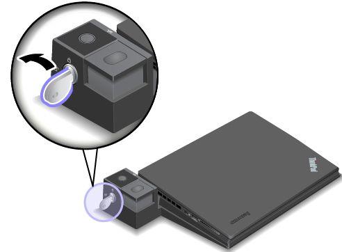 Koble fra en ThinkPad-dokkingstasjon Slik kobler du maskinen fra en ThinkPad-dokkingstasjon: Merk: ThinkPad Basic Dock har ingen systemlås. 1. Koble alle kabler og enheter fra maskinen. 2.