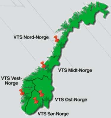 Vegtrafikksentralene Statens vegvesen har fem regionale Vegtrafikksentraler (VTS).