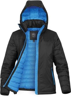 HOLDER DEG TØRR OG VARM THERMAL OUTERWEAR SJ070: Fire orange SJ71: Sort/elektriskblå BLACK ICE THERMAL SKALLJAKKE SJ70 X-1 / SJ71 X-1W Ultralett termisk jakke med Stormtech H2XTREME -teknologi som