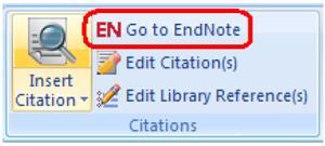 Go to Endnote Denne kommandoen bringer deg til EndNote