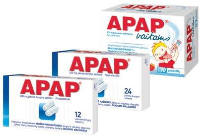 MANO VAISTINĖLĖ 1 75 2 57 Nuo skausmo ir karščiavimo APAP APAP, 500 mg, 12 plėvele dengtų tablečių 1,75 APAP, 500 mg, 24 plėvele dengtos tabletės 3,21 APAP, 250 mg, granulės paketėliuose vaikams, 10