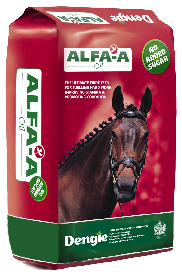 DENGIE ALFA-A OIL Dengie Alfa-A Oil er et rent luserneprodukt for hester i medium til hardt arbeid, hester i dårlig hold og hester som trenger støtte for muskeloppbygging.