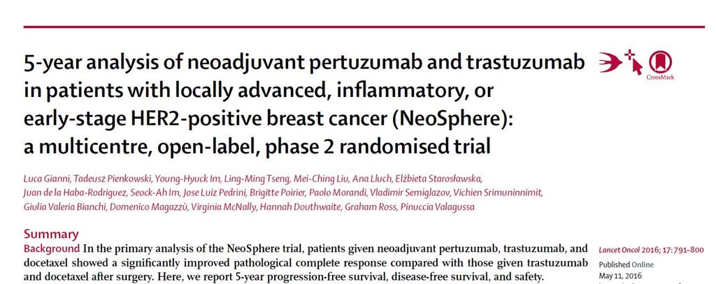 Neoadjuvant behandling med pertuzumab (P), trastuzumab (T)