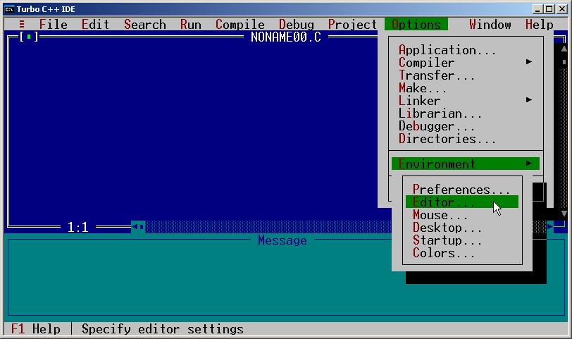 .Turbo C טיפים נוספים: בהמשך מופיעות מספר אפשרויות להתאמה נוספת של התנהגות תוכנת הכרחיות, אולם הן מומלצות מאוד לשם עבודה נוחה במהלך הקורס. אופציות אלו אינן א.