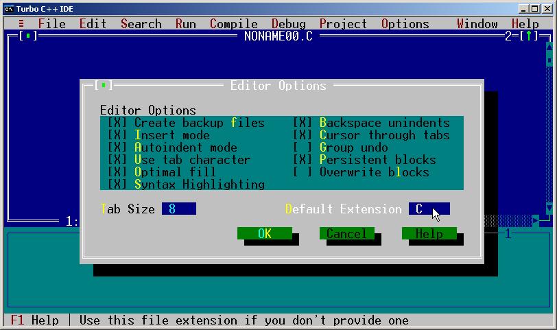 תוכנת Turbo C מכירה את שתי השפות, ומחליטה באיזו להשתמש על פי סיומת הקובץ. לכן יש לדאוג לכך שכל קבצי הקוד שאנו כותבים יישמרו על סיומת C. בלבד. בדרך כלל Turbo C נותנת לכל קבצי הקוד סיומת.