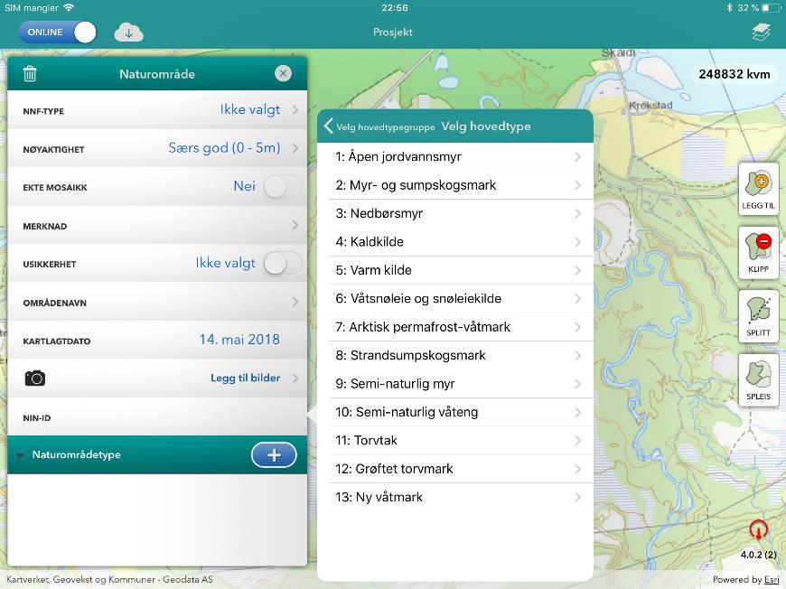 Kartleggingsenhetene er tilpasset kartleggingsmålestokkene 1:5000 (C-enheter) og 1:20000 (Eenheter).