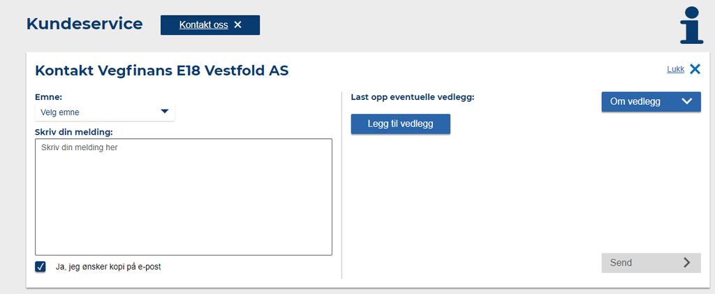 Du vil få opp telefonnummer, nettside og adresse på det bomselskapet du velger.