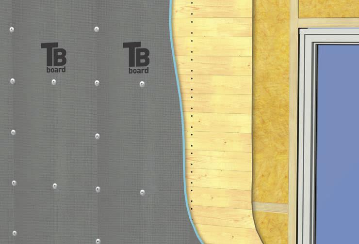 MONTERING PÅ VEGG Beregn 2-5 mm klaring mot tak og tilstøtende vegg. PÅ FAST UNDERLAG (f.eks. rupanel) Alle tykkelser (6 mm 50 mm) av TB Board kan benyttes på fast underlag, f.