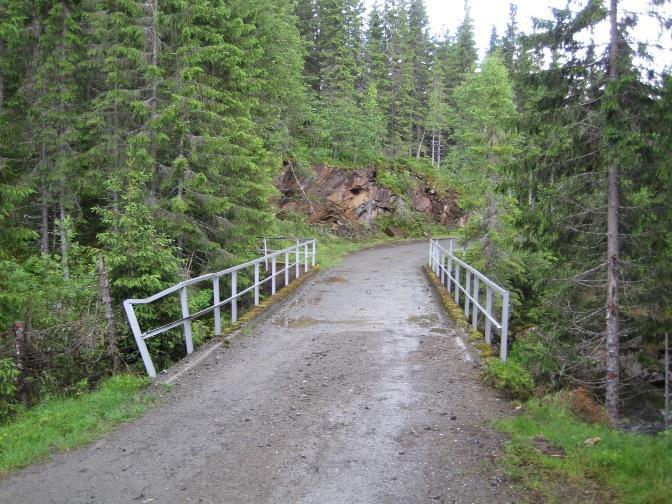 Tykkelse på betongdekket er 20 cm. Total brubredde er 4,35 m. og føringsavstand 3,7 m. Brua er ca.