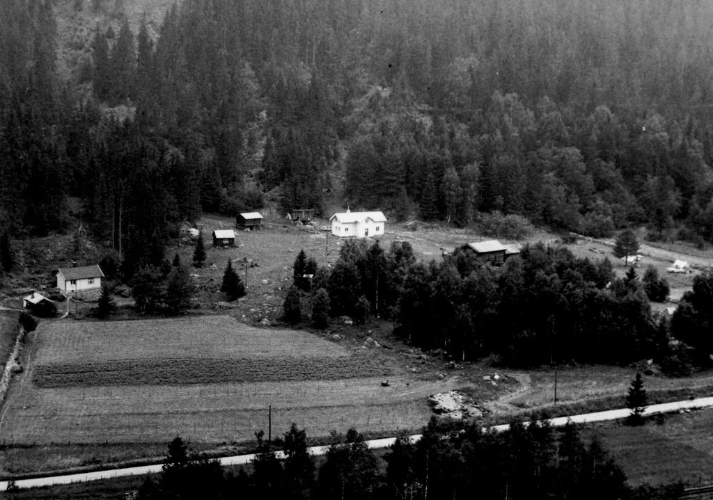 Dokumentnr.: 20130759-03-TN Side: 6 Figur 3b: Bakhus gård sett fra sør, bilde tatt på 1950-tallet. Legg merke til flomskredviften med grovere og finere materiale som går ned mot veien.
