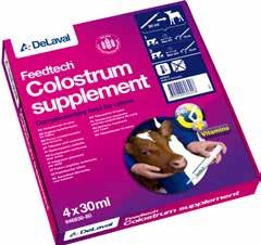 Feedtech Colostrum supplement (Råmelktilskudd) Gir ekstra tilskudd av viktige næringstoffer som kalven trenger de første 24 timene når den første råmelka fra kua er forsinket eller av redusert
