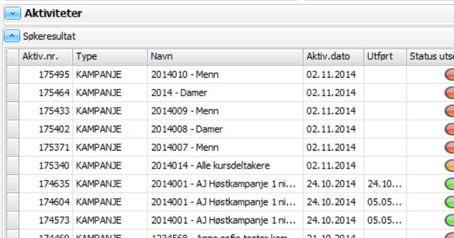 Kampanje Ny funksjonalitet i aktivitetsskjermbildet og i CRM skjermbildet Ved kampanjeutsendelse blir det opprettet en aktivitet KAMPANJE. Frem til nå har denne kun vist navnet på aktiviteten, dvs.