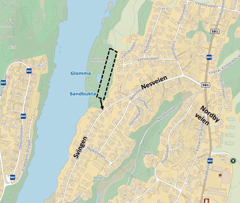 Trafikkanalyse Nordbyneset 4 1 Bakgrunn Det planlegges ca 30 boliger på en ubebygget tomt på Nordbyneset, med adkomst til Svingen. Tomten er i kommuneplanen avsatt til bolig.