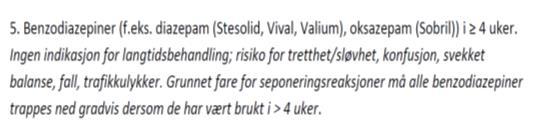 Klara har vært mye svimmel og har derfor av fastlegen fått: Stemetil (5 mg x 3) for svimmelheten Etter en tid ble hun plaget av «skjelvinger» Fastlegen ordinerte Sifrol for skjelvinger