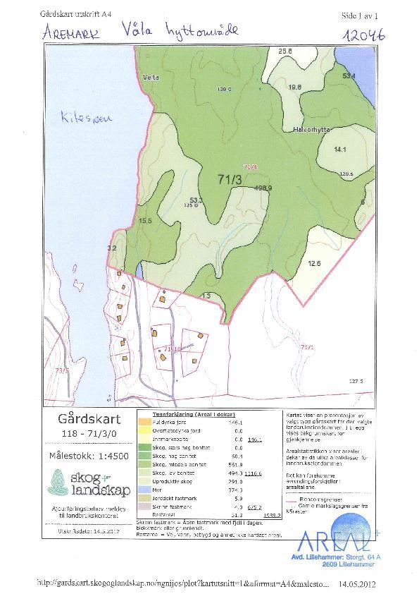 6.3 Gjennomføring av tiltaket Ønsket nytt hytteområde er vist i kartutsnitt og er på ca. 100 dekar og er lokalisert på Våla, nord for eksisterende hyttefelt og øst for Kilsjøen. 6.