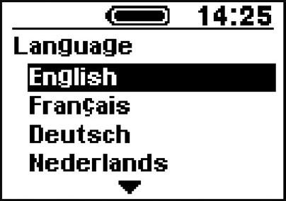 Language (Språk) Konfigurer språkinnstillingen. 1. Trykk på Hjelp-Y eller Hjelp-Z for å flytte markøren til elementet du ønsker å konfigurere.